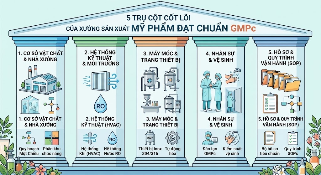 Xây Xưởng Sản Xuất Mỹ Phẩm Đạt Chuẩn GMPc Cần Những Gì?